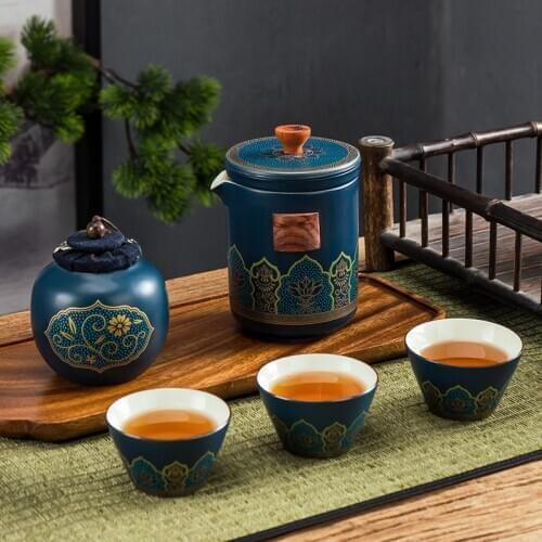 New Chinese Kung Fu Teaset Ceramic Portable Teapot Set Outdoor Travel Gaiwan Tea Cups of Tea Ceremony Teacup Drinkware Fine Gift