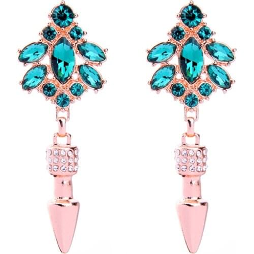 Bulk Price Green Glass Fashion Ethnic Earrings 2017 Geometry Long Drop Earrings For Women Indian Jewelry