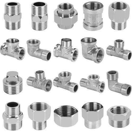 1/2" 3/4" BSP Female Male Thread Tee Type Stainless Steel Joint Elbow Butt Joint Adapter Reducing Joint Plumbing Fittings