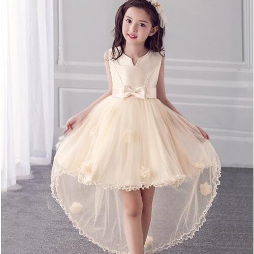 4-11Y Teenager Vestido Flower Girl Dresses Sleeveless Organza Floral Dresses Princess Bridesmaid Wedding Birthday Party Dress