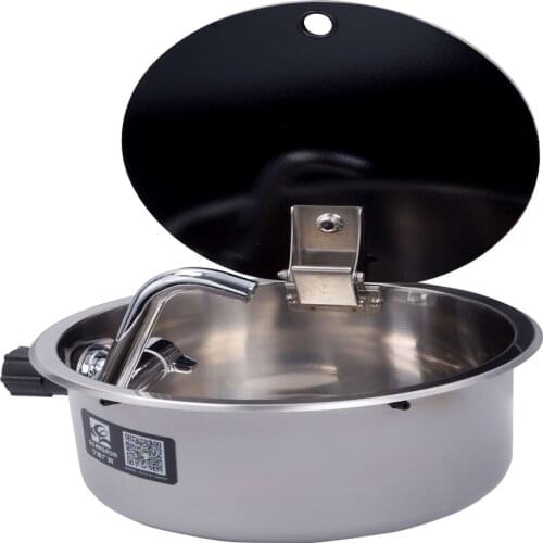 Stainless Steel Sink with Tempered Glass Lid ф300*130mm GR-532C Boat Caravan RV