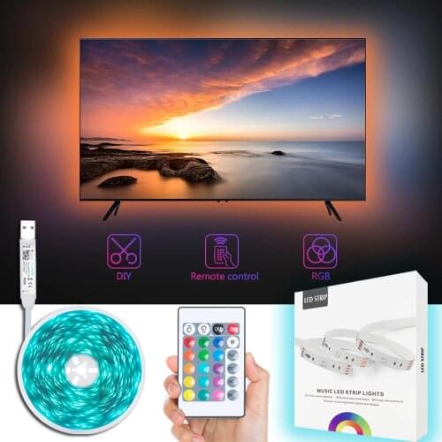 PIRTSDEL RGB LED Strip Light IR Controller SMD 5050 TV Livingroom Wall Decoration Backlight USB LED Strip Light for Bedroom