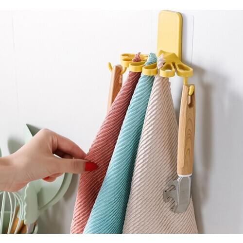 Self-adhesive Wall Mounted Dish Cloth Towel Storage Rack for Kitchen Bathroom