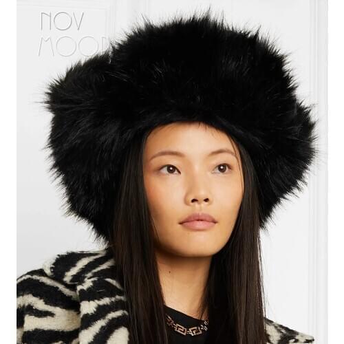 Novmoop genuine fox fur winter pilot hat adjustable hat circumference 54-60cm super warm christmas gift LT3308