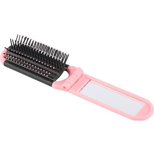 1pc Folding Air Bag Comb with Mirror Portable Travel Hair Brush Compact Pocket Size Cosmetic Mirror Head Massager Relax 2021