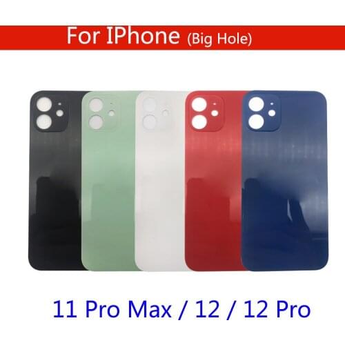 10Pcs/Lot High Quality Big Hole Back Glass Battery Cover For Iphone 12 11 Pro Max Big Hole Rear Door Housing Cover