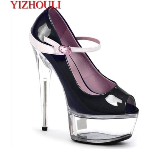 15cm ultra high heel waterproof platform womens shoes crystal heel high heels, hate the sky high fish mouth single Dance Shoes