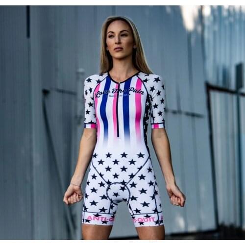 LOVE THE PAIN Macaquinho Ciclismo Feminino Summer Swim/Run/Cycling Triathlon Short Sleeve Roadbike Clothing Womens MTB Jumpsuit