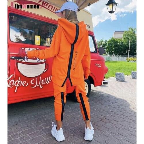 Winter Chic Oversized Tracksuit Back Zipper Long Hoodie + Pants Set Street Sportswear Pullover Hip-Hop Two-Piece Women Outfits