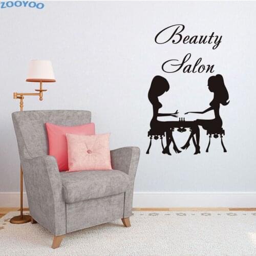ZOOYOO Beauty Salon Nail Care Two Women Wall Sticker Removable Waterproof Home Decor Wall Art Decals Murals Living Room Decorati