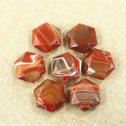 Star of David Pattern Agates Pendant Natural Stone Necklace Pendant Natural Stone Hexagonal Section DIY Necklace Making