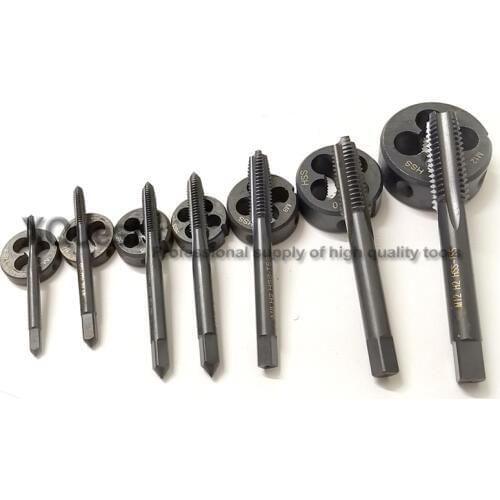2pcs VAP HSS Metric screw thread tap Die set M3 M4 M5 M6 M8 M10 M12 Harden hand Round dies and taps sets M3X0.5 M4X0.7 M6X1