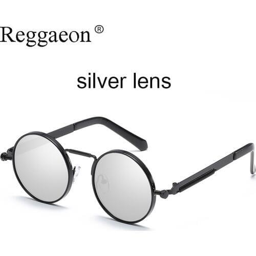 2020 Reggaeon Brand design vintage steampunk man sunglasses HD lens round metal frame lady man sunglasses UV400