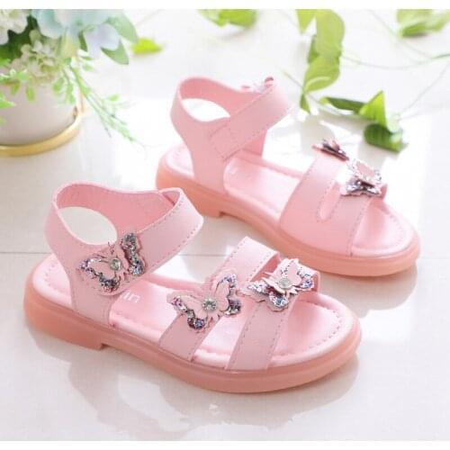 2021 Princess Fashion Sequin Bow Sports Sandals Little Girls'Dress Shoes Kids Flat Beach Shoe Children 3 5 6 7 8 9 10 11 12 Year