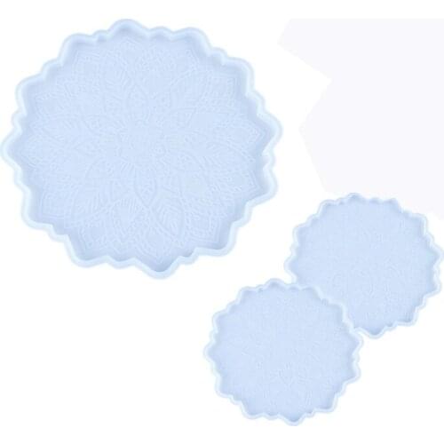 3 Pcs Crystal Epoxy Resin Mold Datura Flowers Tray Cup Mat Coaste Silicone Mould