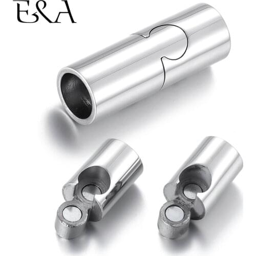 4pieces Stainless Steel Magnetic Clasp Hole 6mm Mirror Polish Leather Cord Clasps Buckle DIY Bracelet Jewelry Making Components