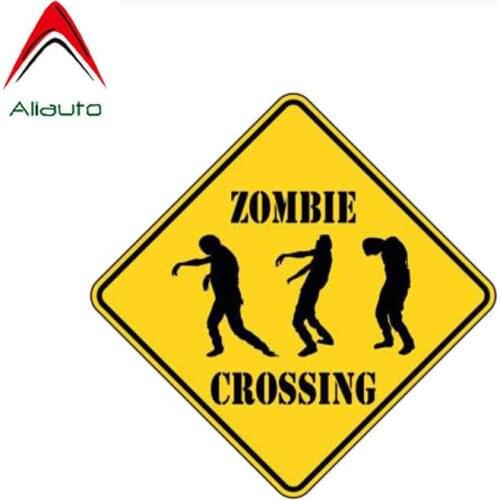 Aliauto Personality Car Sticker Zombie Outbreak Biohazard Motorcycle Retro-reflective PVC Decal for Renault Opel VW,16cm*16cm