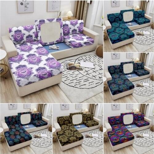Hassam Hand Printed Sofa Cushion Cover Furniture Protector Couch Sofa Seat Cushion Slipcover Spandex Sofa Covers for Living Room