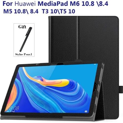 For Huawei MediaPad T5 10 T3 10 inch case PU Leather Stand Cover Auto Sleep/Wake for Huawei MediaPad M6 10.8 8.4 M5 10.8 Case