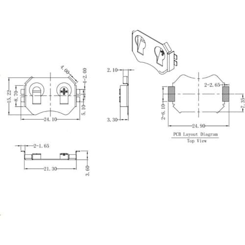 D57D 10pcs CR2032 2032 Battery Button Cell Holder Socket Case Battery Holder TBH-CR2032-M04