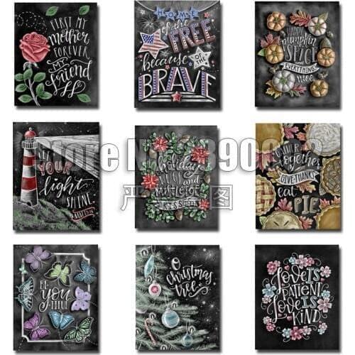 DIY Diamond Painting Balloon,Pumpkin,Flowers,Chalkboard Embroidery Cross Stitch Diamond Mosaic Chalk Word Needlework Home Decor