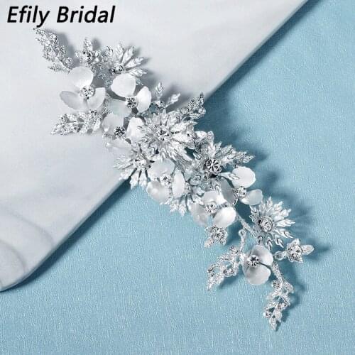 Efily Bridal Wedding Hair Accessories Handmade Rhinestone Hair Barrettes Hair Clips for Women Bride Headpiece Party Jewelry Gift