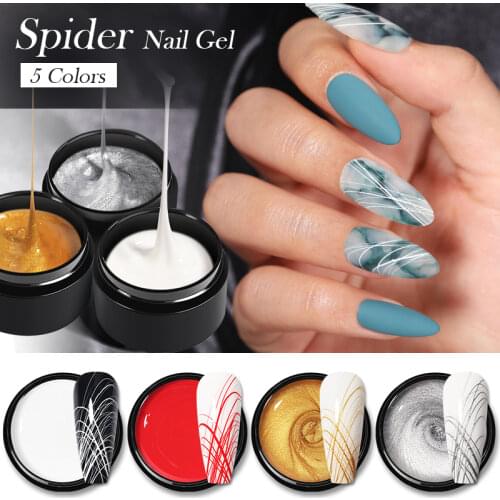 BORN PRETTY Gel Polish Spider Nail Gel For Nails Wire Drawing Line Stripe Nail Art Painting Design Black White Soak Off Varnish