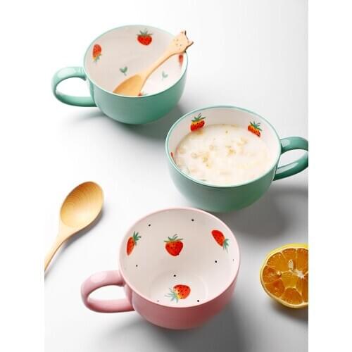 Ceramic Japanese Small Strawberry Painted Mug Nordic Personalizable Hand Painted Mugs Canecas Minimalist Coffee Work Cup II50MKB