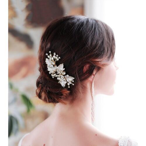 Creative design wedding hair accessories hand-made pearl water drill comb bride headpiece