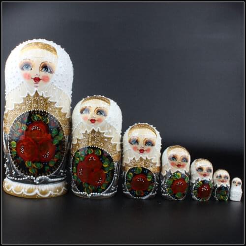 7Pcs Kawaii Exquisite Traditional Russian Matrioshkas Nesting Doll Home Decoration Handcrafts Toy Kids Christmas Birthday Gift