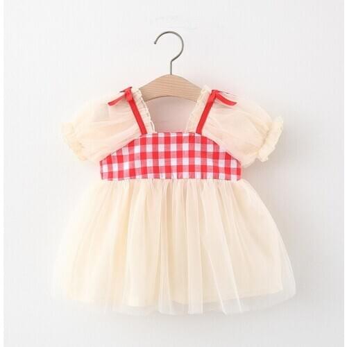 Melario Baby Girls Dress Cute Summer Toddler Princess Dresses Plaid Lace Mesh Baby Girl Outfit Infant Clothes