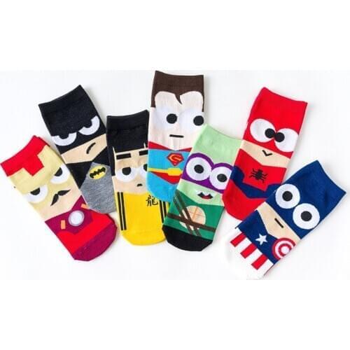Marvel Cartoon Image Socks Cute Characters 100% Cotton Breathable, Sweat-absorbent, Deodorant, Non-slip and Warm Adult Socks