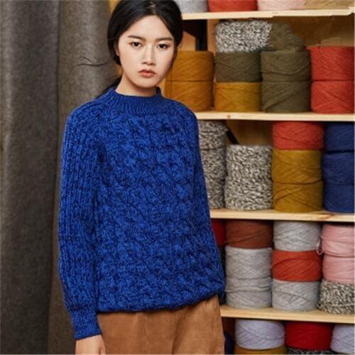 New arrival 100% hand made pure wool turtleneck thick knit women solid loose short pullover sweater one&over size