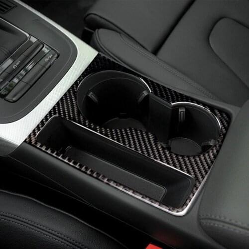 Fit for Audi A5 A4 B8 2009-2015 Carbon Fiber Trim Cup Holder Decorative Frame Decal Cover Sticker Cover Car Styling Accessories