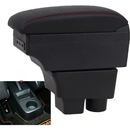 For Skoda FABIA Armrest 2008-2014 2013 2012 2011 Car Armrest box Retrofit parts Storage box car accessories Interior USB LED