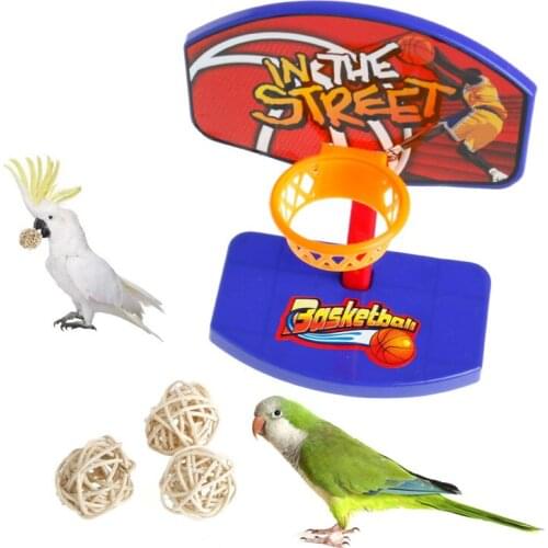 Handmade 3 Balls Pet Bird Toy Chewing Parakeet Parrot Basketball Hoop Props Skills Props Bird Supplies