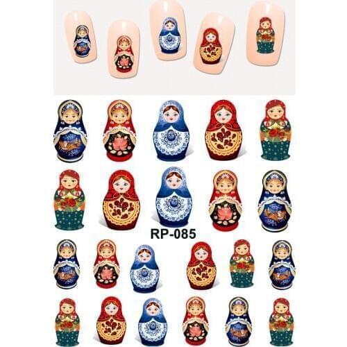 UPRETTEGO NAIL ART BEAUTY WATER DECAL SLIDER NAIL STICKER CARTOON RUSSIAN TRADITIONAL NATIVE CULTURE SET DOLLS RP085-090