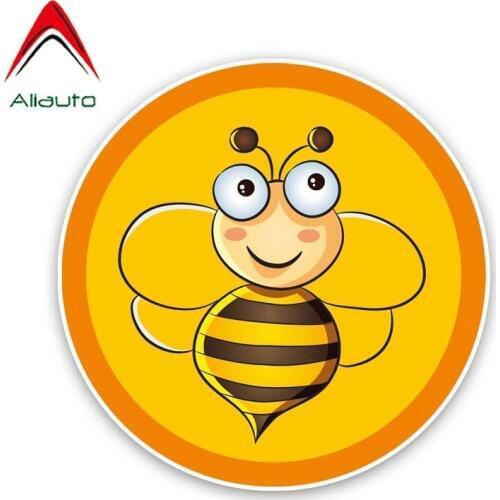 Aliauto Funny Car Sticker Interesting Little Bee Decal Accessories PVC for Vw T5 Jeep Renegade Turk Vw T4 Renault,18cm*14cm