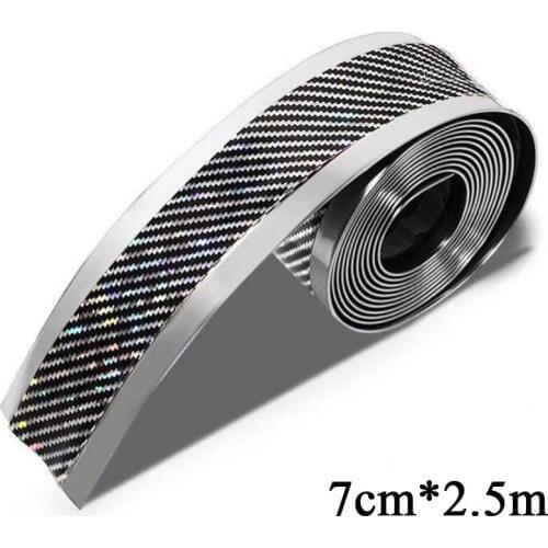Car Door Sill Protector Sticker Side Skirt Carbon Fiber Laser Style Auto Styling Cars Bumper Strip Protectors Exterior