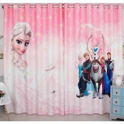 Explosive Girl Princess Wind Cartoon Pink Frozen Elsa Anna Olaf Childrens Room Girl Bedroom Study Living Room Blackout Curtains