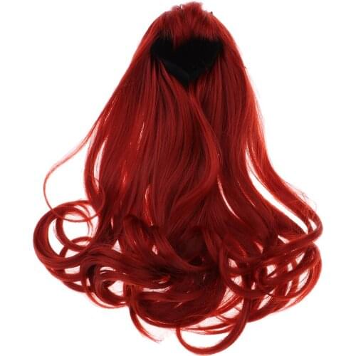 1/3 BJD Dolls Full Wig Hair Bang for Girl Doll DIY Making Accessory Soft Touch Wig (Wine Red)