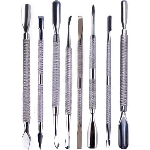 1Pc Double-end Silver Cuticle Remover Stainless Steel Finger Dead Skin Cut Manicure Stirring Rods Nail Art Pusher Tool