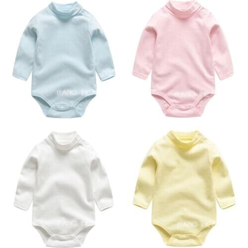 1pcs Cotton Turtleneck Baby Clothes Japanese Bottoming Climbing Suit Pullover Long Sleeve Triangle Jumpsuit Unisex Full Jumpsuit
