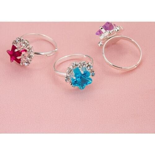 12pcs/box Korean Style Kids Rings Baby Toys Gem Ring Childrens Day Gift Pink Nice Girls Alloy