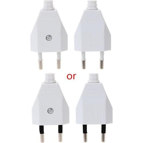 2 Pcs German Type European 2 Pin Plugs Network Cables 2.5A 220V Electric Contact