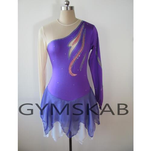 2018 Charming Figure Skating Dress Womens Girls Customized Ice Skating Dress Long-sleeved Gymnastics Costume 5529