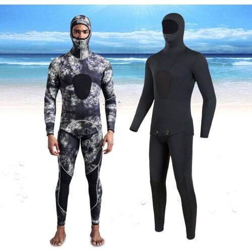 3mm Mens Wetsuits Camo Split 2-Piece Full Body Scuba Diving Suit Swimming Surfing Equipment Outdoor Beach Water Sports Use S-3XL