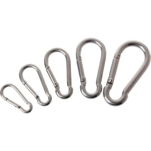 304 Stainless Steel Spring Carabiner Snap Hook Keychain Quick Link Lock Buckle N0PC