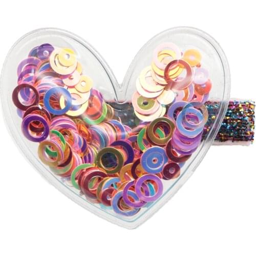 5pcs Crown Shape Quicksand Shaker Children Clothes Decoration Heart Shape Girls Hair Pin DIY Sequin Shaker Decoration