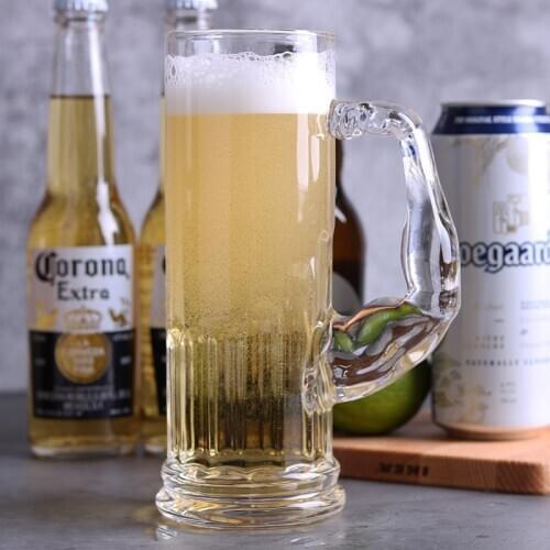 600ml Large Thickened Glass Beer Cup Large Capacity Personality Muscle Beer Mug Juice Milk Cup for Home Restaurant Club Bar Part